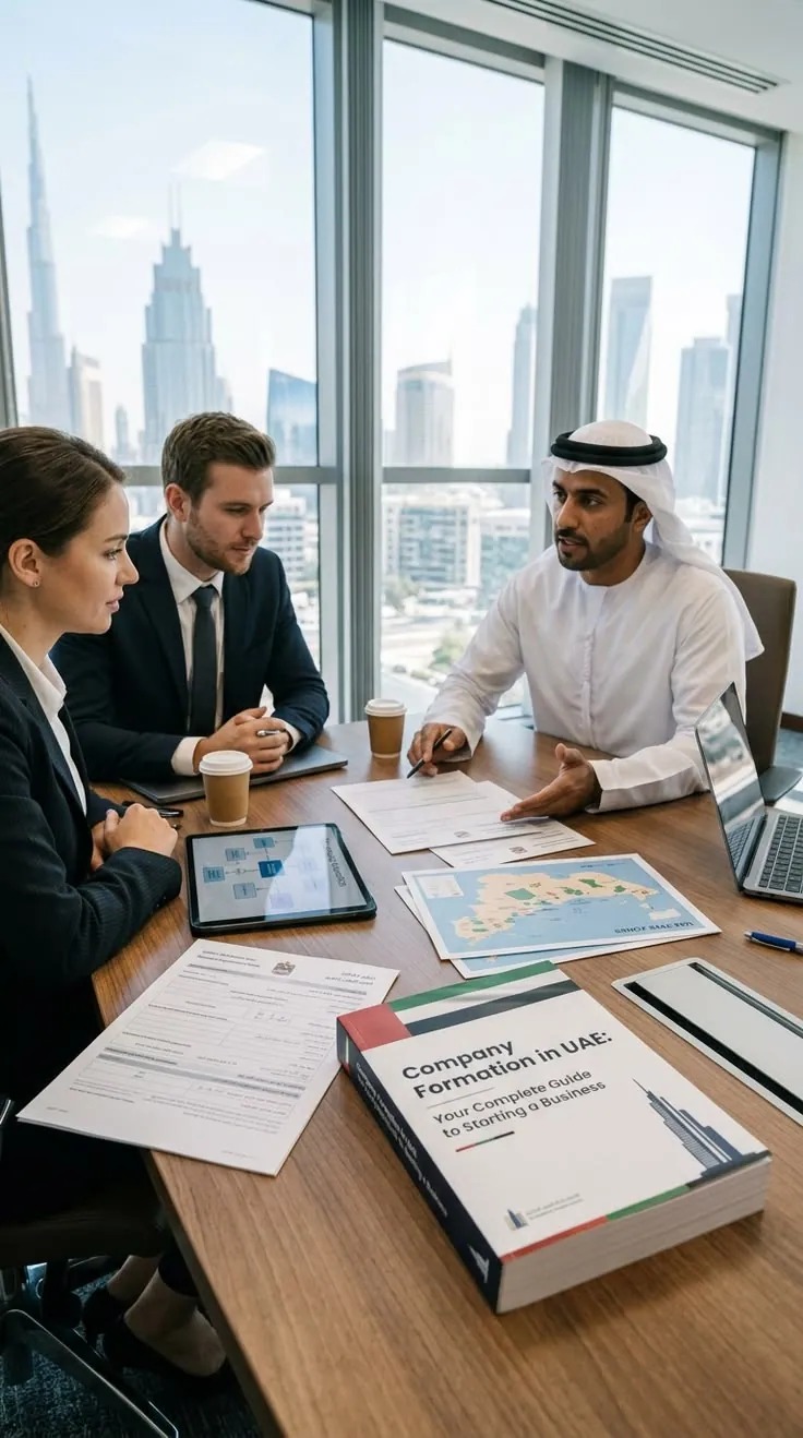 Business professionals discussing in a modern office