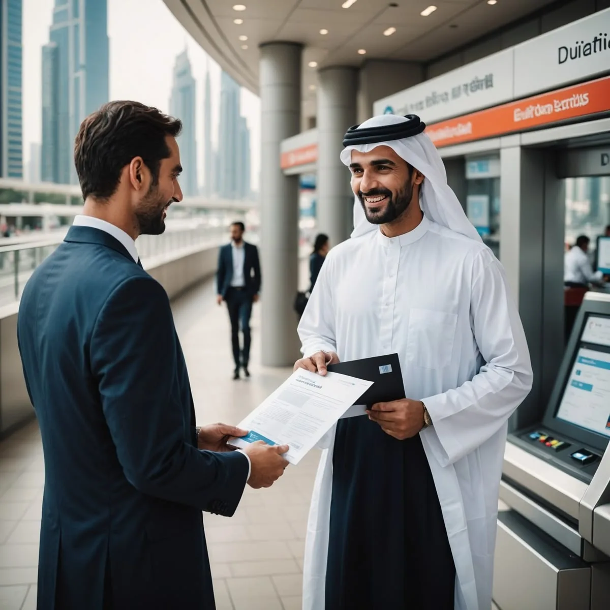 Consultant reviewing bank account documentation with a client