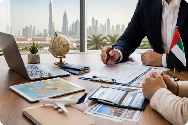 Shareholders reviewing and signing DMCC registration documents