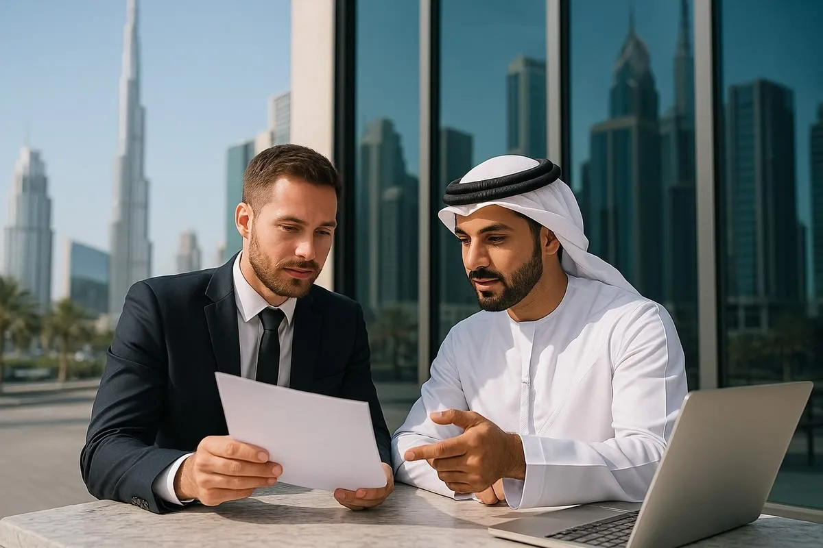 Compliance officer reviewing a non-resident bank application in the UAE